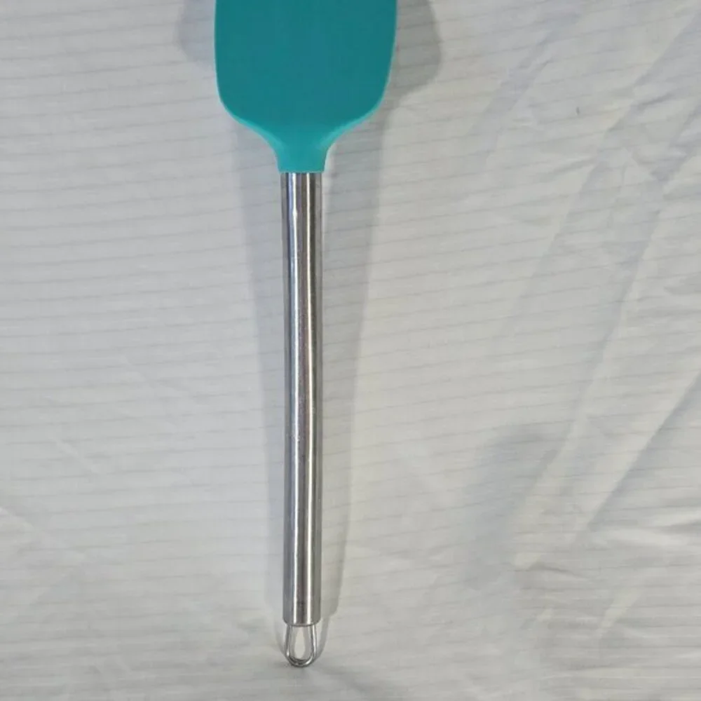 Teal blue silicone rubber spatula and stainless steel handle‎ turner flipper